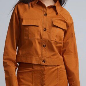 Raglan Sleeve Cropped Workwear Jac High-Rise Cropped Straight Leg Pants